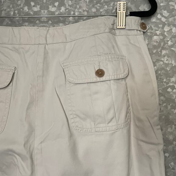 Lands' End Light Khaki Wide Leg Capri Pants - Size 10 - 100% Cotton - Mid Rise - Picture 4 of 5